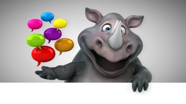 Rhinocéros Tenant Des Bulles Animation — Video