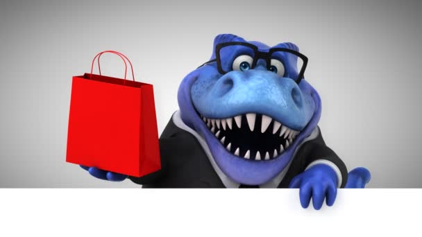 Dinosaur Funny Cartoon Character Bag — Stock Video