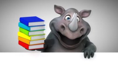 Eğlenceli gergedan Holding - 3d animasyon kitaplar