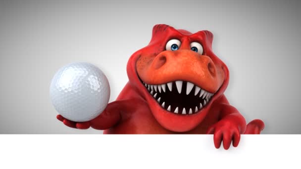 Dinosaur Tegneseriefigur Med Ball Animasjon – stockvideo