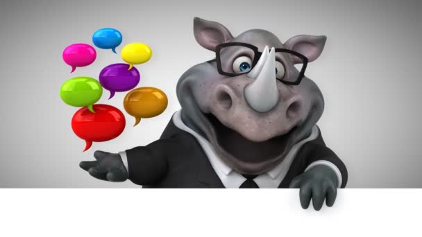 Носорог Держит Пузыри Анимация — стоковое видео