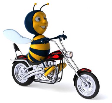Motosiklette eğlence arısı - 3D Görüntü
