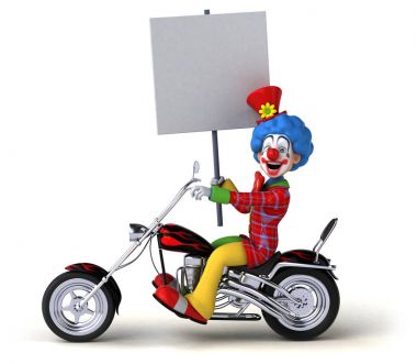 Eğlenceli palyaço motorcu - 3d çizim