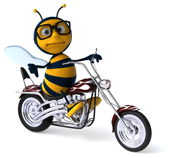 摩托车上的蜜蜂 3D图解 — 图库照片