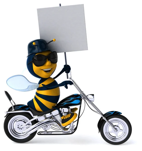 Abeille Amusante Sur Moto Illustration — Photo