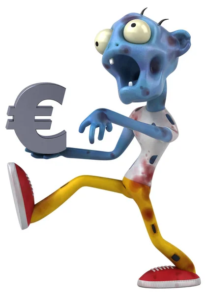 Vicces Rajzfilmfigura Euróval Illusztráció — Stock Fotó