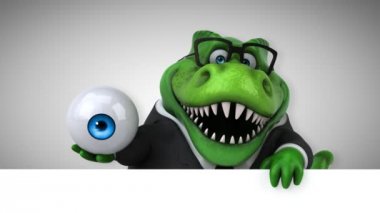 dinozor, komik çizgi film karakteri göz - 3d animasyon holding 