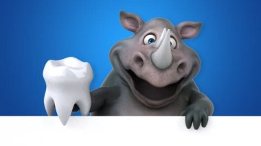 Eğlenceli gergedan Holding - 3d animasyon diş
