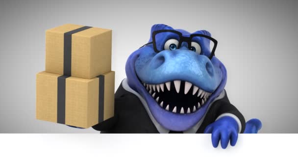 Δεινόσαυρος Αστεία Κινούμενα Σχέδια Χαρακτήρα Κουτιά Animation — Αρχείο Βίντεο
