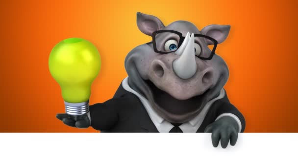 Fun Cartoon Character Holding Light Bulb Animation — Stock Video