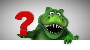dinozor, komik karikatür karakter holding soru işareti 
