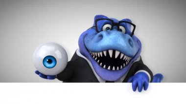 dinozor, komik çizgi film karakteri göz - 3d animasyon holding 