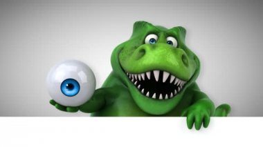 dinozor, komik çizgi film karakteri göz - 3d animasyon holding 