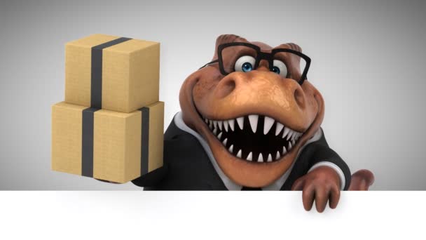 Dinozor Komik Çizgi Film Karakteri Ile Kutuları Animasyon — Stok video