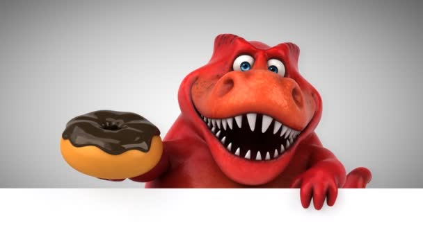Diner Забавный Мультяшный Персонаж Держащий Пончик — стоковое видео