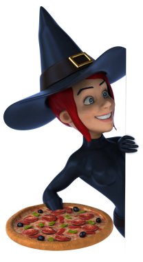 Komik karikatür karakter pizza - 3d çizim