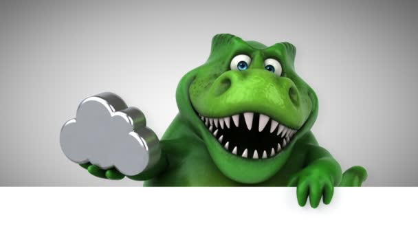Dinozaur Śmieszne Kreskówka Gospodarstwa Chmury — Wideo stockowe