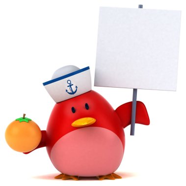 Komik çizgi film karakteri turuncu - 3d çizim ile