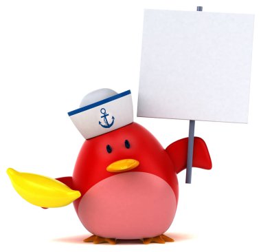 Komik karikatür karakter ile muz - 3d çizim