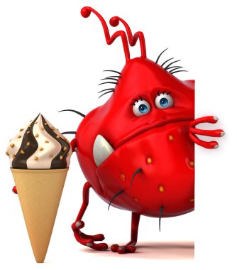 Eğlenceli çizgi film karakteri ile virüs - 3d çizim