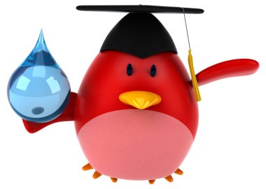 komik çizgi film karakteri ile su damla - 3d çizim