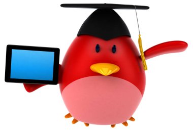 Eğlenceli çizgi film karakteri ile tablet - 3d çizim