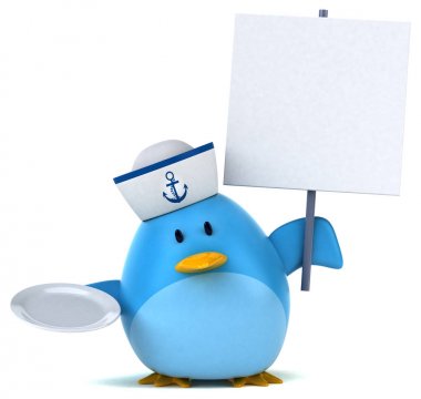 komik çizgi film karakteri ile plaka - 3d çizim