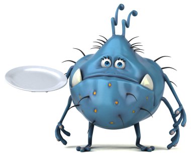 komik çizgi film karakteri ile plaka - 3d çizim