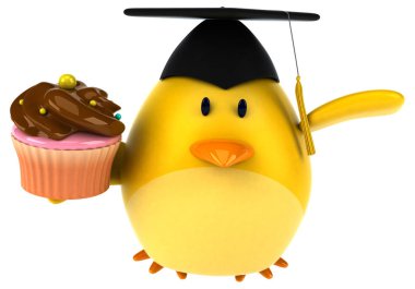 Komik karikatür karakter ile cupcake - 3d çizim
