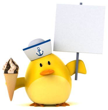 Sarı kuş karakter - 3d çizim