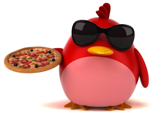 Grappige Cartoon Karakter Met Pizza Illustratie — Stockfoto