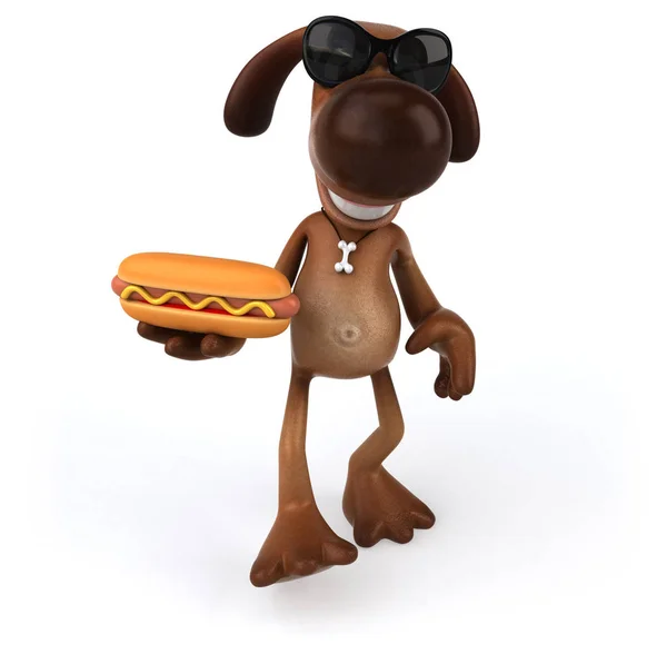 Drôle Personnage Dessin Animé Avec Hotdog Illustration — Photo