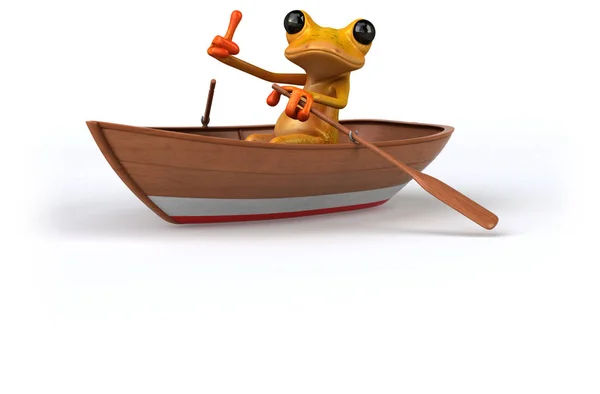 Lustiger Frosch Auf Dem Boot Illustration — Stockfoto