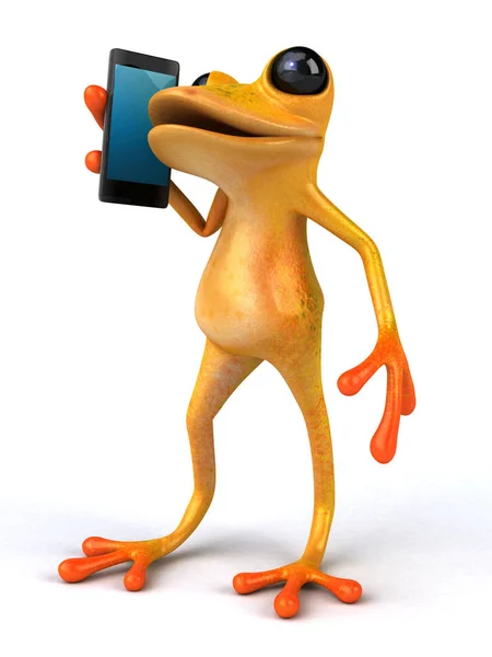 Веселая Лягушка Телефоном Иллюстрация — стоковое фото