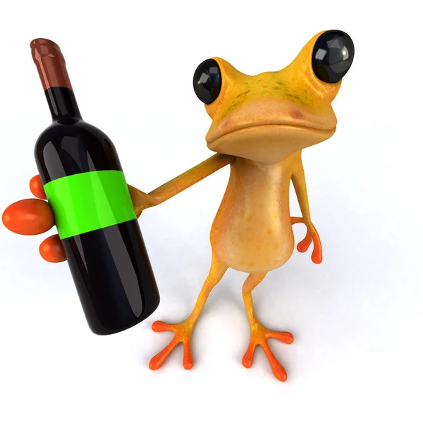 Lustige Cartoon Figur Mit Wein Illustration — Stockfoto