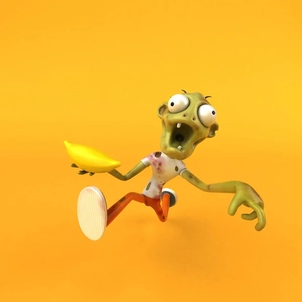 Divertido Personaje Dibujos Animados Con Plátano Ilustración — Foto de Stock