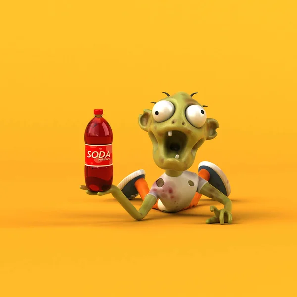 Spaß Cartoon Figur Mit Soda Illustration — Stockfoto