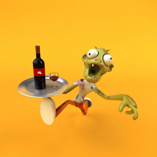 Komik Çizgi Film Karakteri Şarap Çizim Ile — Stok fotoğraf
