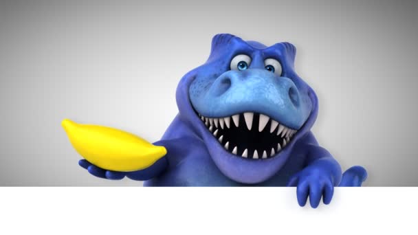 Dinosaure Personnage Dessin Animé Drôle Tenant Banane Animation — Video