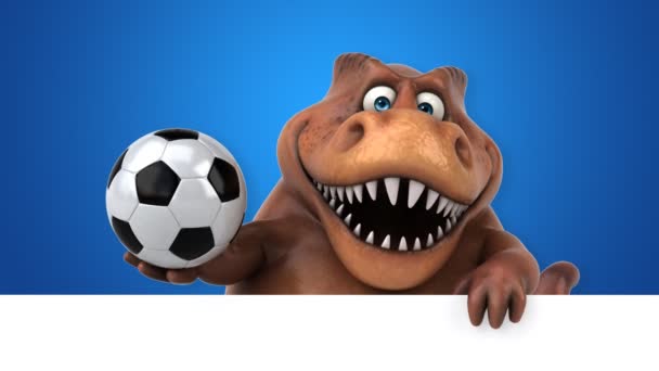 Δεινόσαυρος Διασκεδαστικό Χαρακτήρα Κινουμένων Σχεδίων Κρατώντας Την Μπάλα Animation — Αρχείο Βίντεο