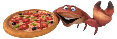 Pizza - 3d çizim ile eğlenceli çizgi film karakteri