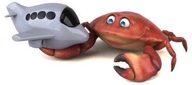 Eğlenceli çizgi film karakteri ile uçak - 3d çizim