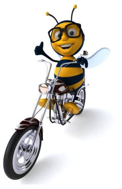 Motosiklette eğlence arısı - 3D Görüntü
