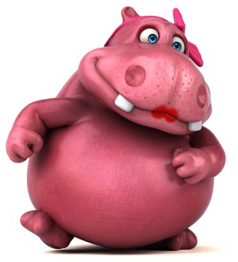 Pembe Hippo karakter - 3d çizim
