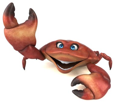 Eğlenceli yengeç karakteri - 3D Görüntü