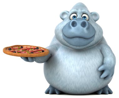 Pizza - 3d çizim ile eğlenceli çizgi film karakteri