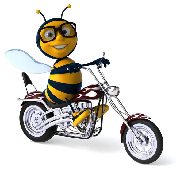 Abeille Amusante Sur Moto Illustration — Photo