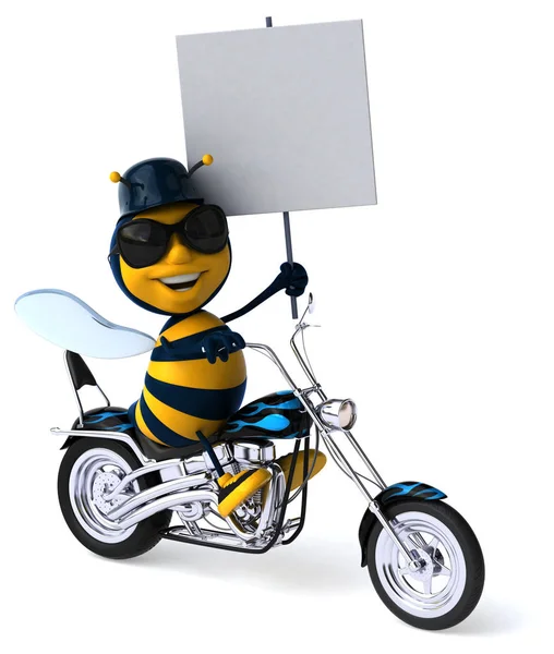 Abeille Amusante Sur Moto Illustration — Photo