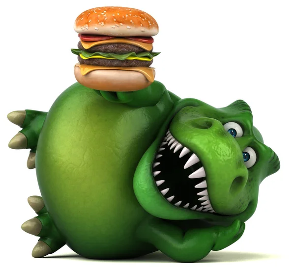 Spaß Cartoon Figur Mit Hamburger Illustration — Stockfoto