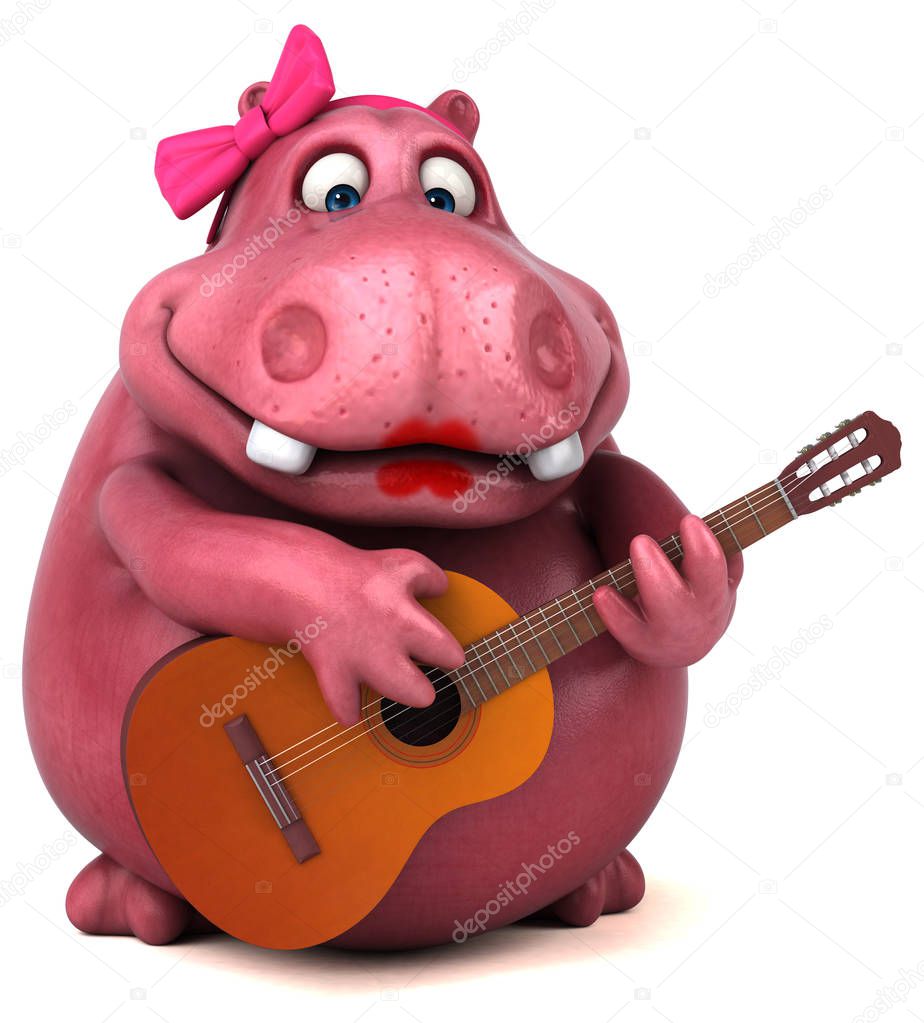 funny cartoon character musician - 3D Illustration